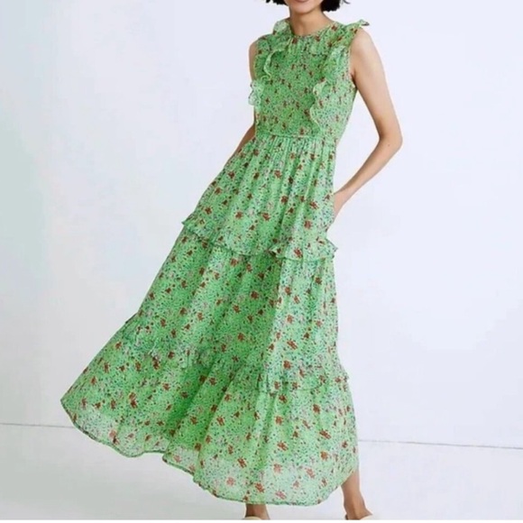 Banjanan Iris Dress Siesta Lime Green Floral Maxi Dress Small - Picture 10 of 10